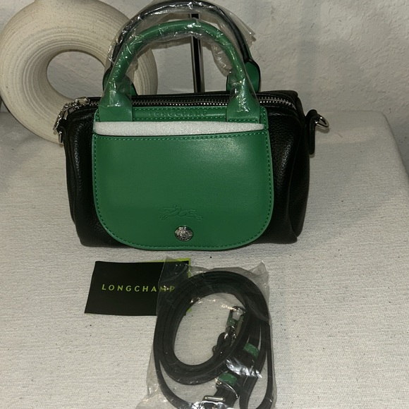 Longchamp Le Pliage Xs Black and green Top Handle Bag new without tag - Picture 1 of 14